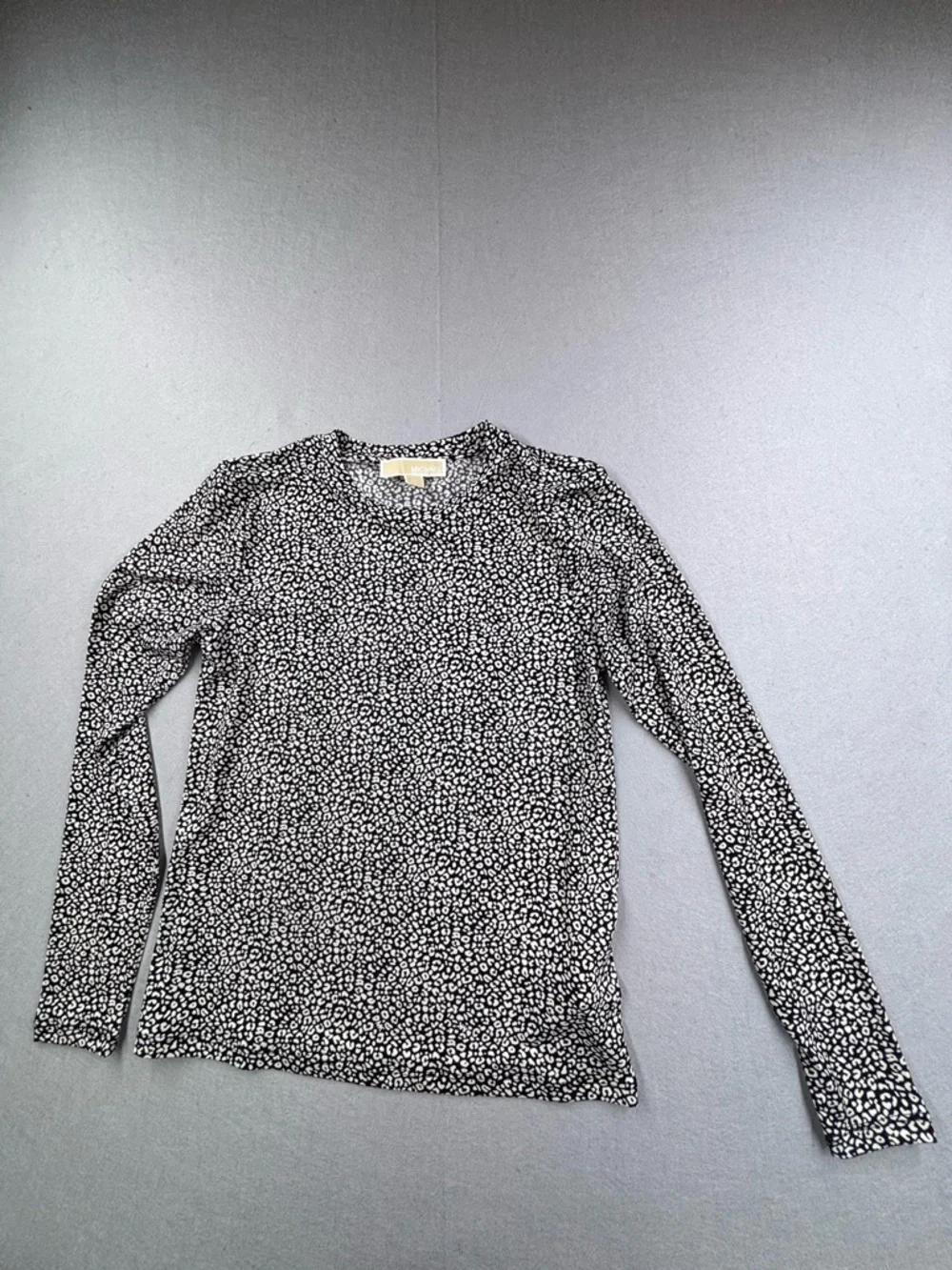 Michael Kors Black and White‎ Long Sleeve Printed Blouse